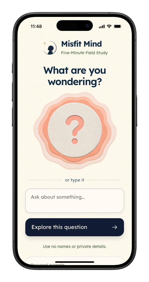 Five-Minute Field Study prototype: start with something you are wondering about.